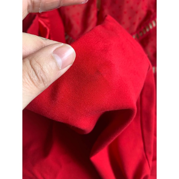 Catherine Deane Nieve Red Lace Sheath Heart Detail Long Sleeve Dress Size 4 - Picture 9 of 12